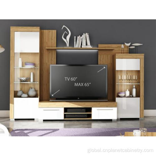 tv unit White Solid Wood Entertainment Center TV Stand Cabinet Manufactory